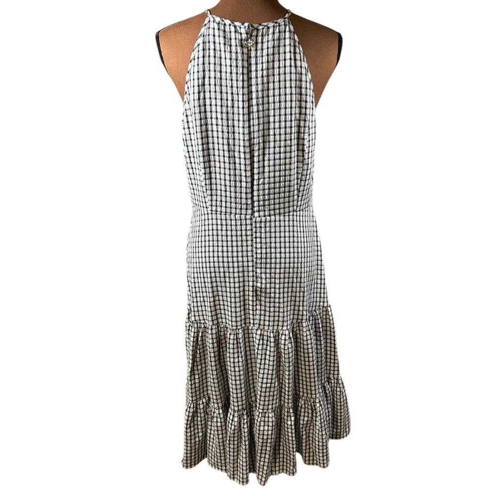 Tommy Hilfiger Black White Gingham Midi Dress Size 10 - Picture 3 of 6